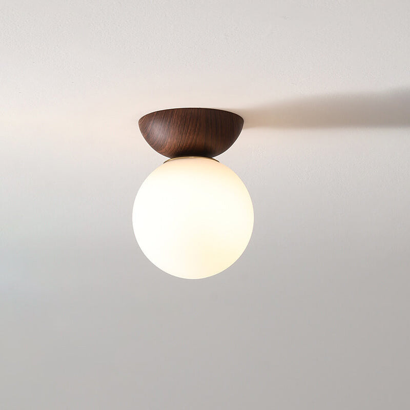 Modern Japanese Style LED Ceiling Light with Wooden Base