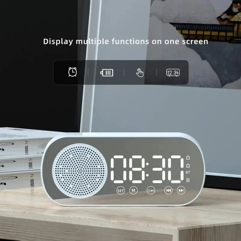 Digital Alarm Clock with Bluetooth Speaker and FM Radio Featuring LED Display