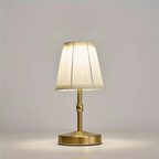 Wireless LED Table Lamp with Linen Shade and Brass Base