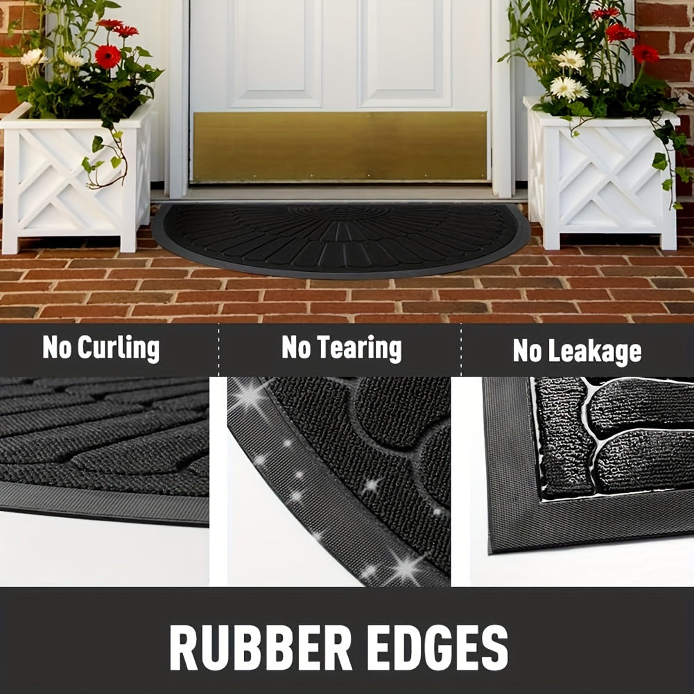Half Round Rubber Door Mat with Non-Slip Backing