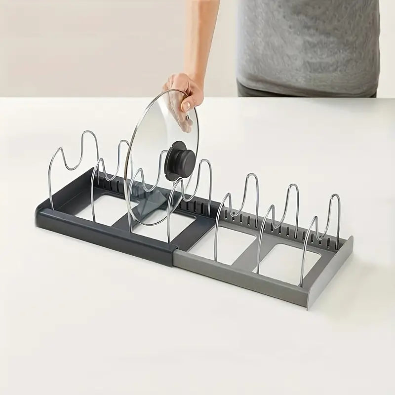 Adjustable Pan and Lid Organizer Rack for Kitchen