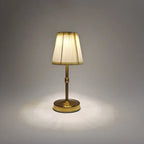 Wireless LED Table Lamp with Linen Shade and Brass Base