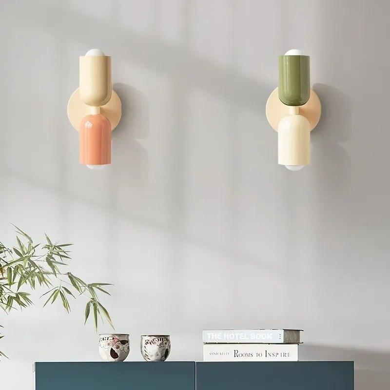 Scandinavian Double Head Wall Lamp with Dual LED Light for Bedroom