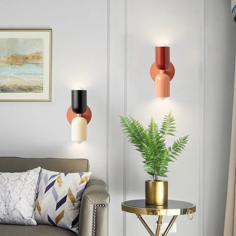 Scandinavian Double Head Wall Lamp with Dual LED Light for Bedroom
