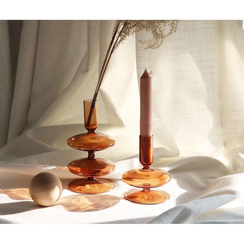 Modern Glass Candle Stick Holders Set