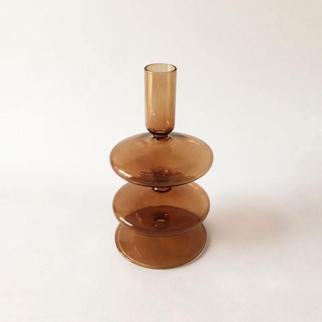 Modern Glass Candle Stick Holders Set