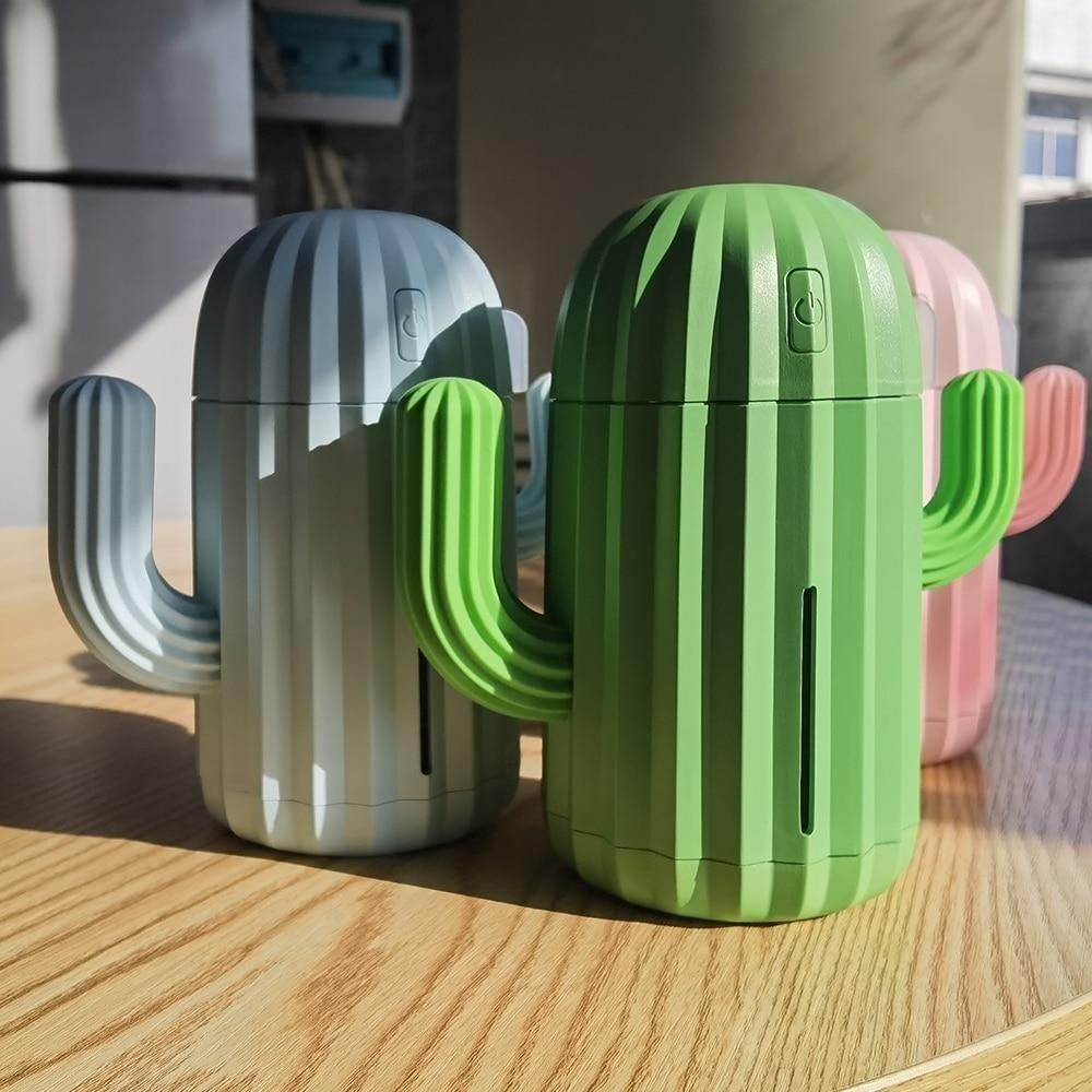 Mini Cactus Shape USB Air Humidifier with LED Light for Bedroom