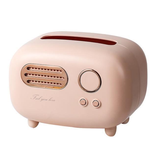 Vintage Radio Style Tissue Box Holder Cover with Retro Design