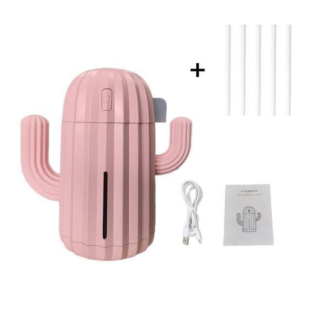 Mini Cactus Shape USB Air Humidifier with LED Light for Bedroom