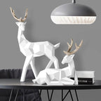 Modern Geometric Reindeer Figurine Sculpture Set of 2 for Home Decor